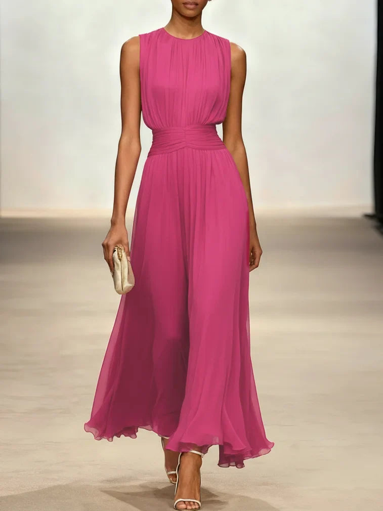 Dames Mouwloze A Lijn Maxi Jurk Chiffon