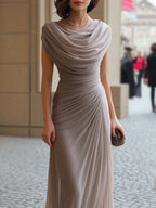 Dames Gedrapeerde Maxi Jurk met Cowl Hals