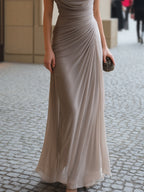 Dames Gedrapeerde Maxi Jurk met Cowl Hals