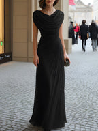 Dames Gedrapeerde Maxi Jurk met Cowl Hals
