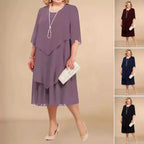 Dames Midi Jurk Chiffon Verfijnde Stijl