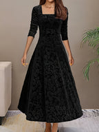 Dames Fluwelen Maxi Jurk Elegant