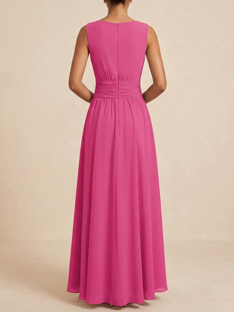 Dames Mouwloze A Lijn Maxi Jurk Chiffon