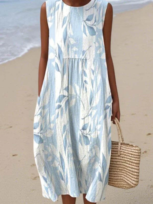 Dames Midi Jurk met Bladprint