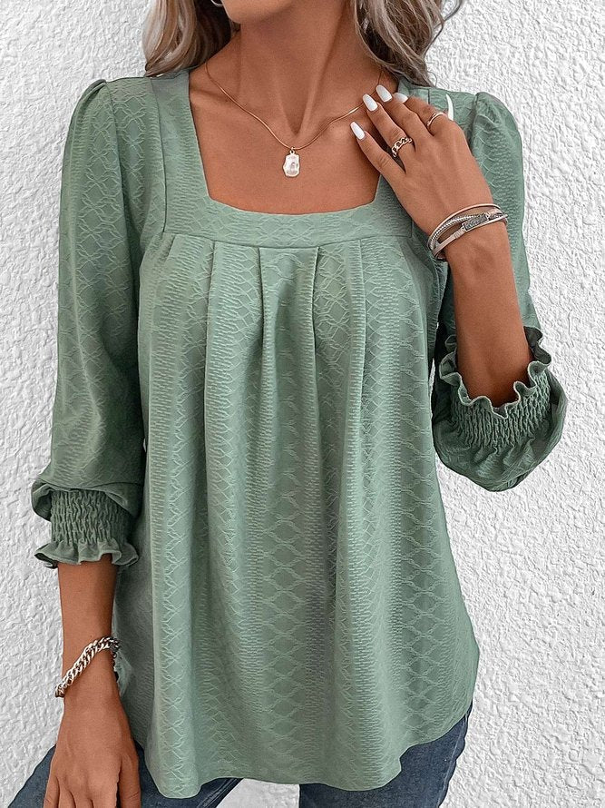 Sabrine Blouse | Katoenen Blouse met Vierkante Halslijn