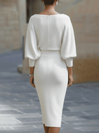 Dames Gedrapeerde Midi Jurk Elegant