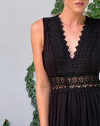 Dames Kant Midi Jurk met V Hals