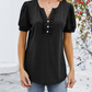 Vasila Blouse | Dames Herfst Blouse met Korte Mouwen, Knopen en Pofmouwen