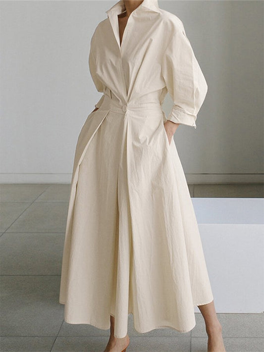 Vicki Jurk | Dames Herfst Elegante Maxi Jurk met Zwierige Pasvorm