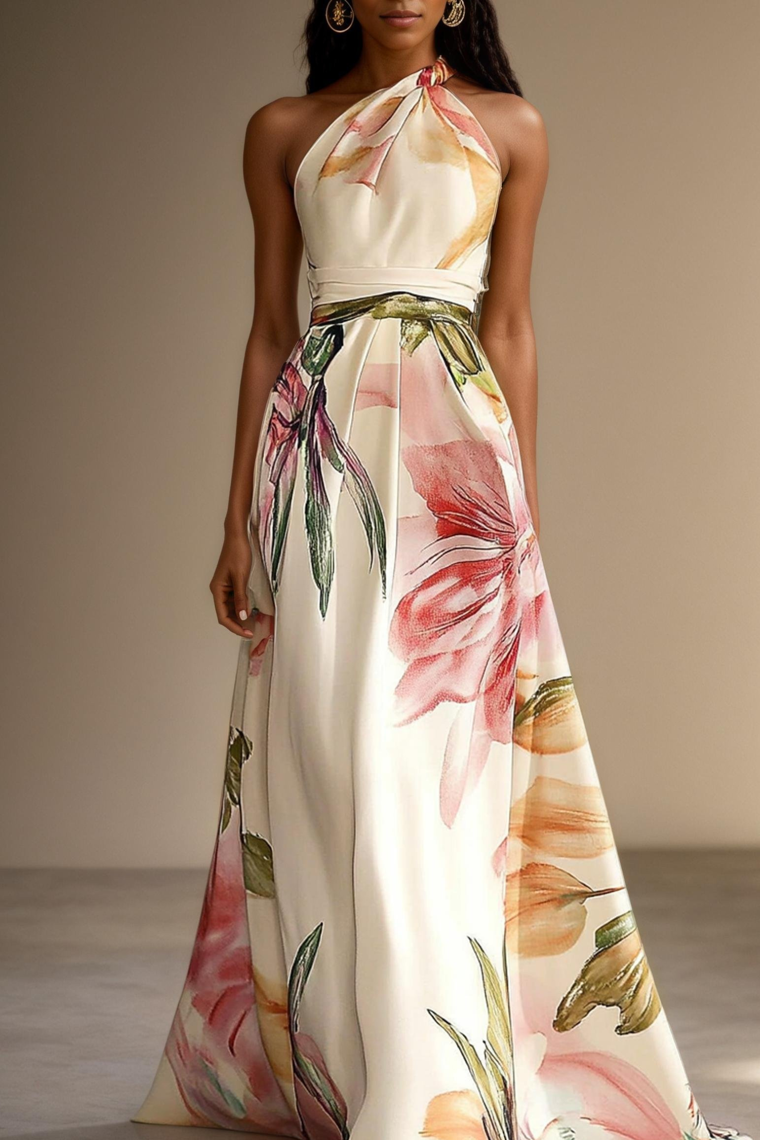 Dames Satijnen One Shoulder Maxi Jurk