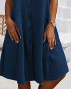 Dames Lichte Denim Look Midi Jurk