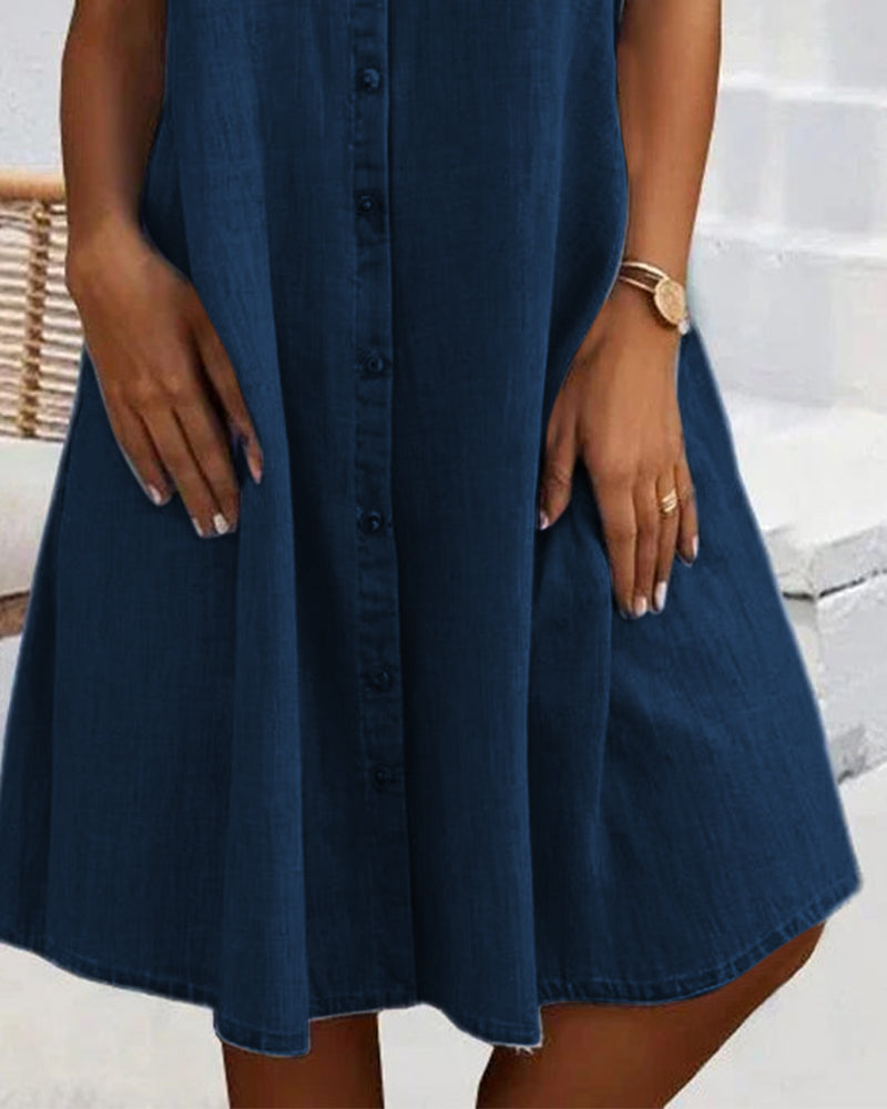 Dames Lichte Denim Look Midi Jurk