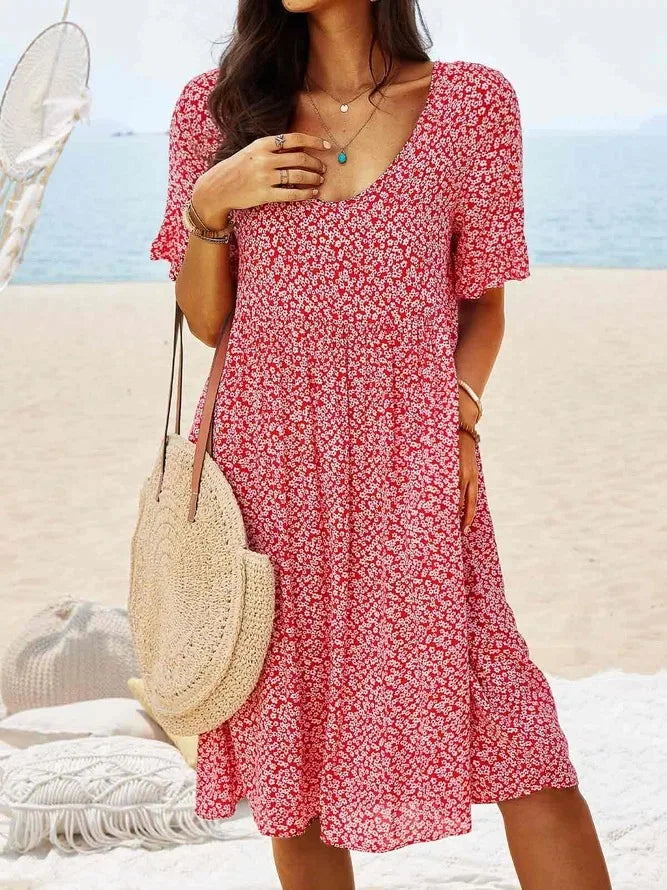 Women's Summer Floral Print Midi Dress