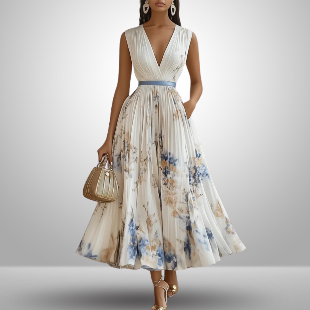 Dames Geplooide Mouwloze Maxi Jurk