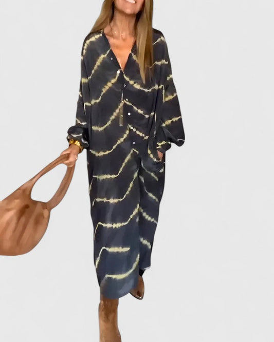 Dames Bohemian Gestreepte Maxi Jurk