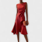 Dames Asymmetrische Midi Jurk Gedrapeerd