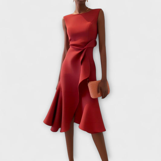 Dames Asymmetrische Midi Jurk Gedrapeerd