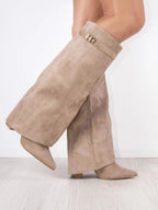 Dames Suède Boots met Gouden Details