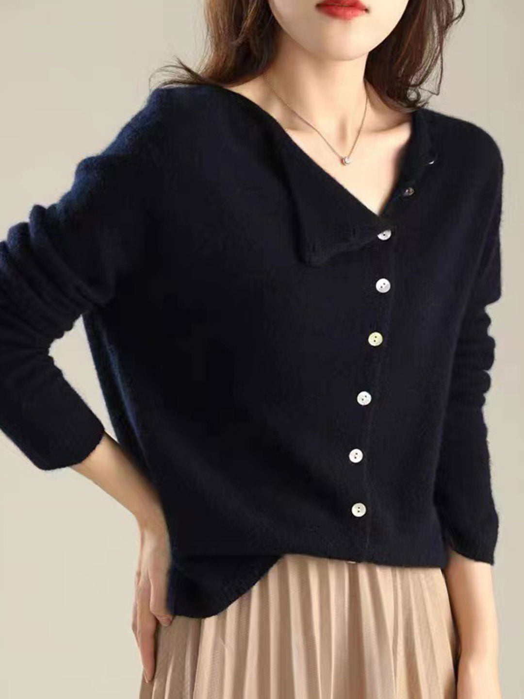Willianne Vest | Losse Crewneck Knopen Vest