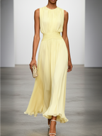 Dames Mouwloze A Lijn Maxi Jurk Chiffon