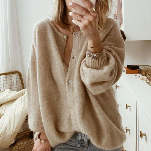 Vanessa Vest | Dames Herfst Oversized Gebreid Vest met Knoopsluiting en Verlaagde Schouders