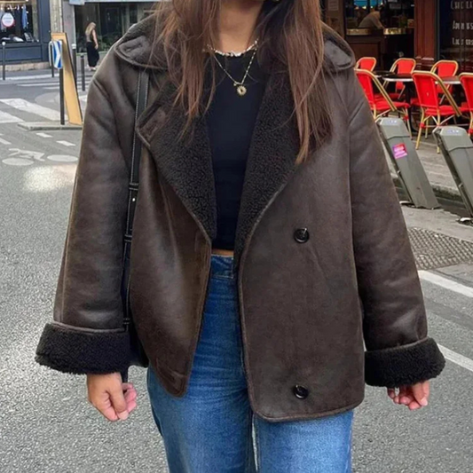 Xandrine Jas | Dames Herfst Aviator Jas met Imitatiebont