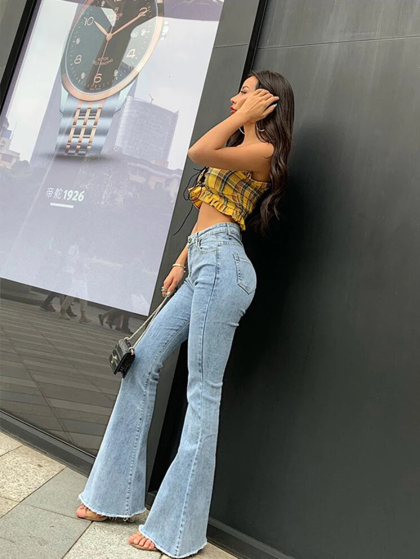 Yissel Jeans | Hoge Taille Denim Uitlopende Jeans