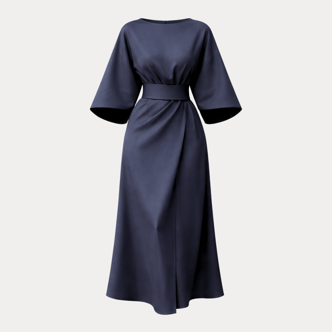 Dames Wikkel Midi Jurk Wijde Mouwen