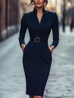 Dames Midi Jurk met Tailleaccent