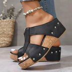 Dames Orthopedische Sleehak Sandalen met Ritssluiting