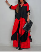 Dames Twee Delige Set Wijde Pijpen en Blouse