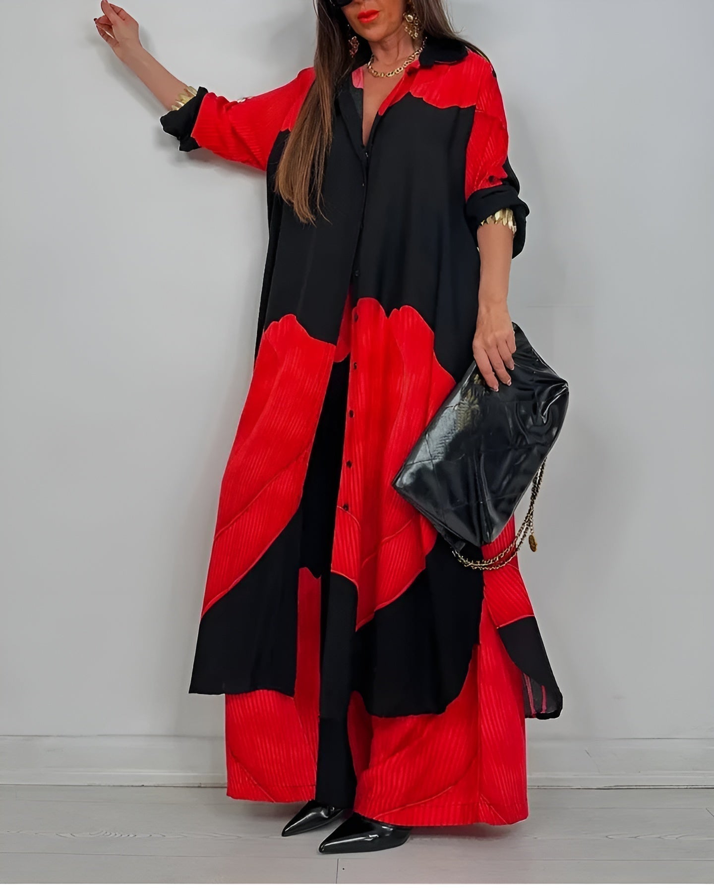Dames Twee Delige Set Wijde Pijpen en Blouse