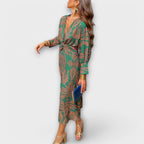 Dames Elegante Midi Jurk met Lange Mouwen