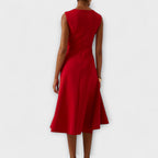 Dames Midi Jurk met Ruffle Zoom en Wikkel Detail