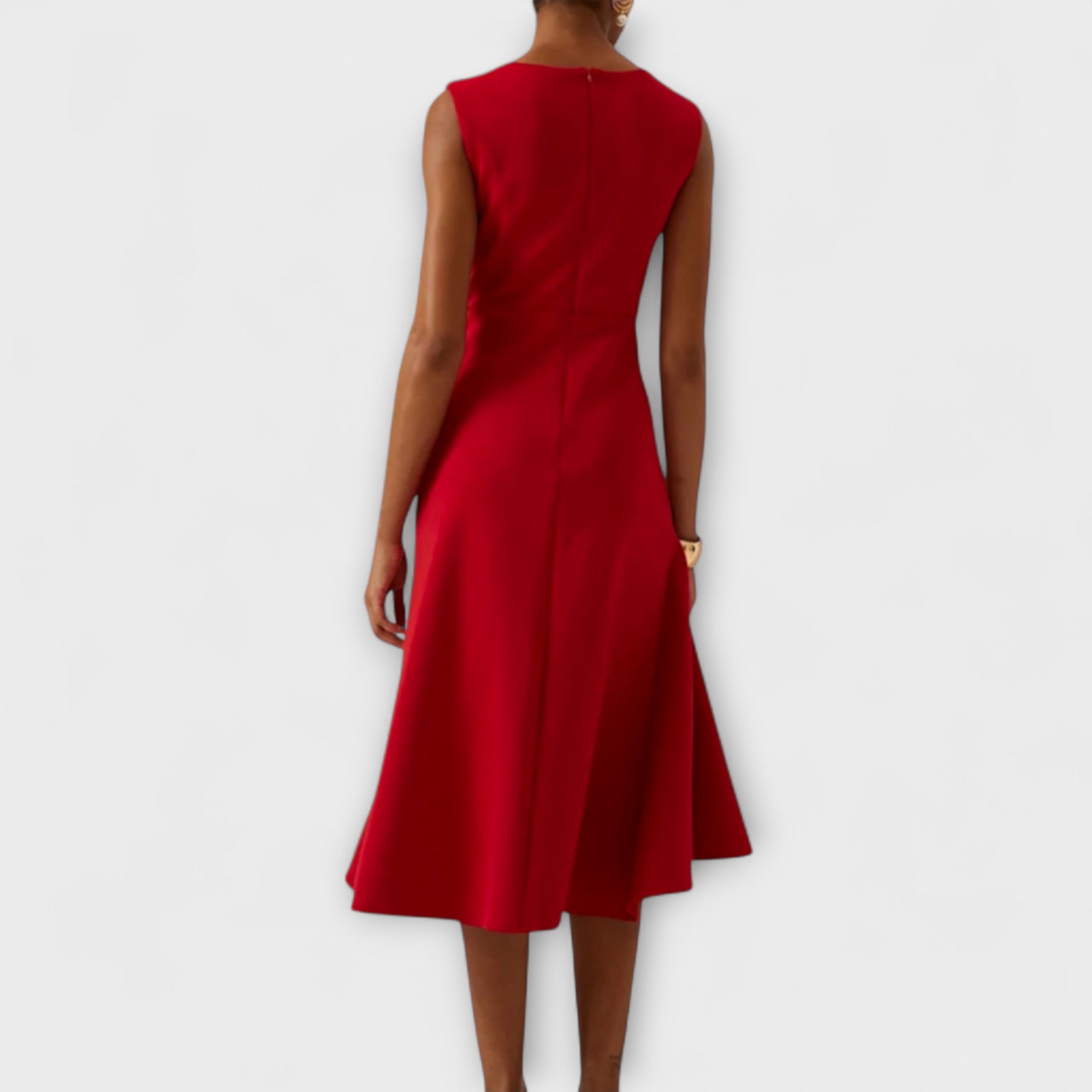 Dames Midi Jurk met Ruffle Zoom en Wikkel Detail