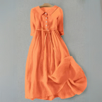 Dames Casual Midi Jurk met Geplooide Taille