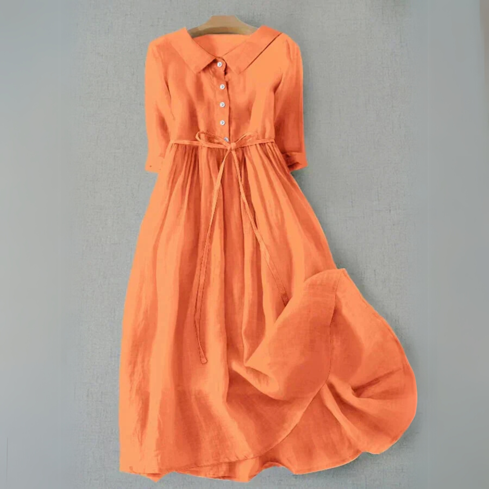 Dames Casual Midi Jurk met Geplooide Taille