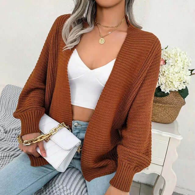 Vara Vest | Dames Herfst Gebreid Vest met Lange Mouwen en Relaxte Open Voorzijde