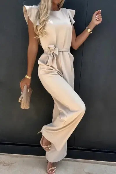 Dames Wijde Pijpen Jumpsuit met Riem