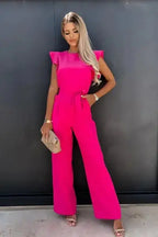 Dames Wijde Pijpen Jumpsuit met Riem