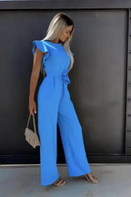Dames Wijde Pijpen Jumpsuit met Riem