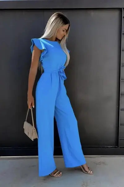 Dames Wijde Pijpen Jumpsuit met Riem