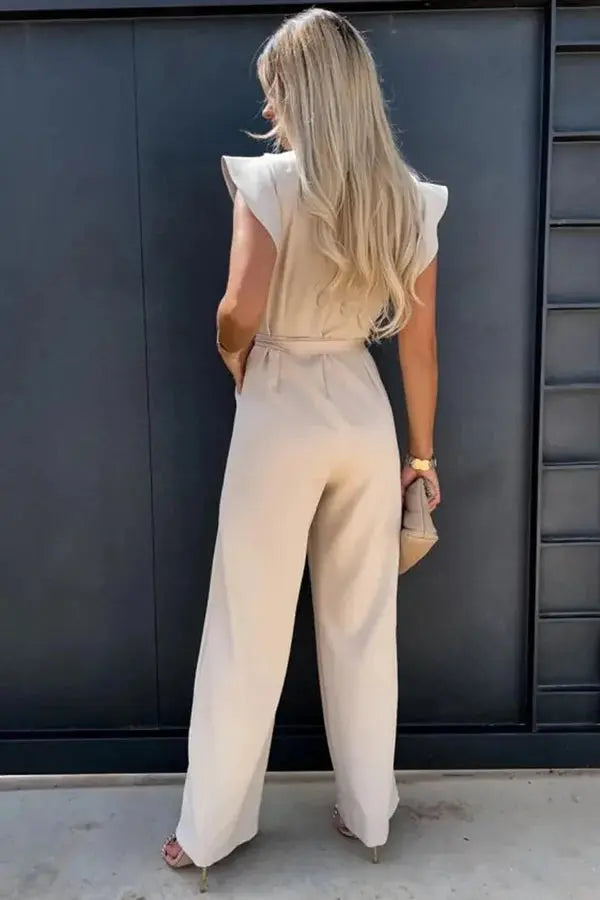 Dames Wijde Pijpen Jumpsuit met Riem