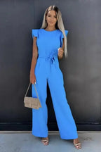Dames Wijde Pijpen Jumpsuit met Riem