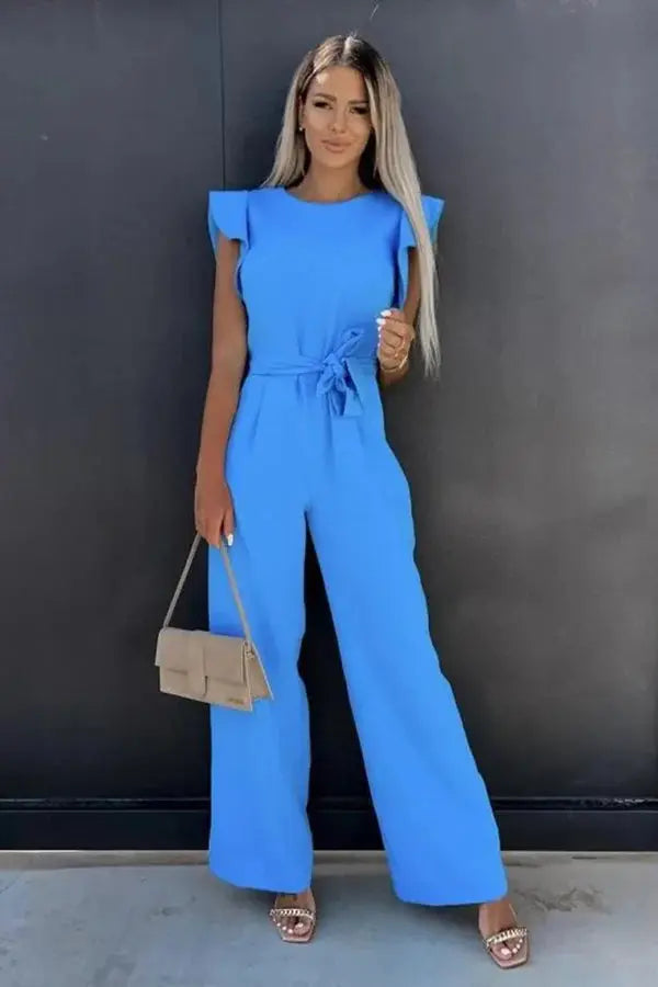 Dames Wijde Pijpen Jumpsuit met Riem