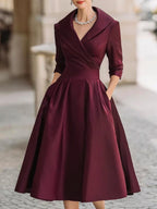 Dames Satijnen Midi Jurk Elegant