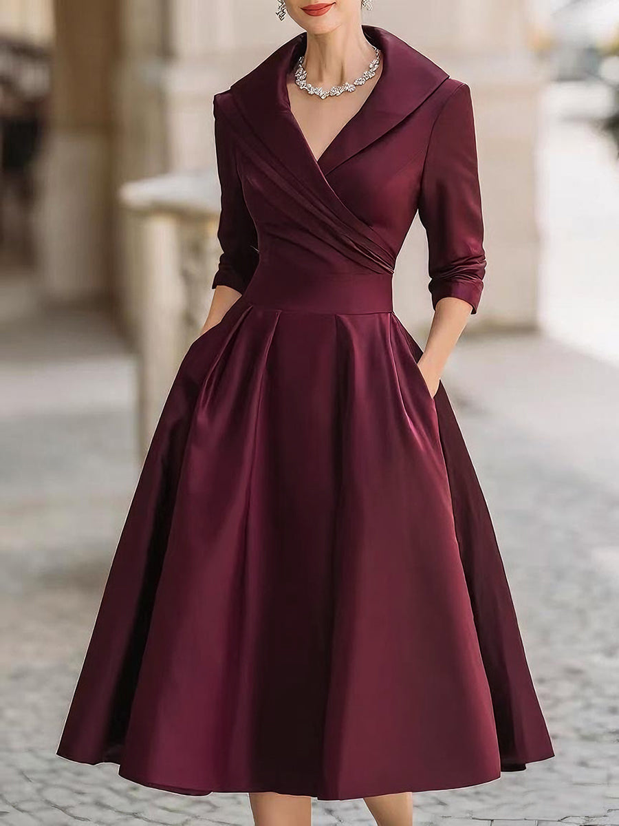 Dames Satijnen Midi Jurk Elegant