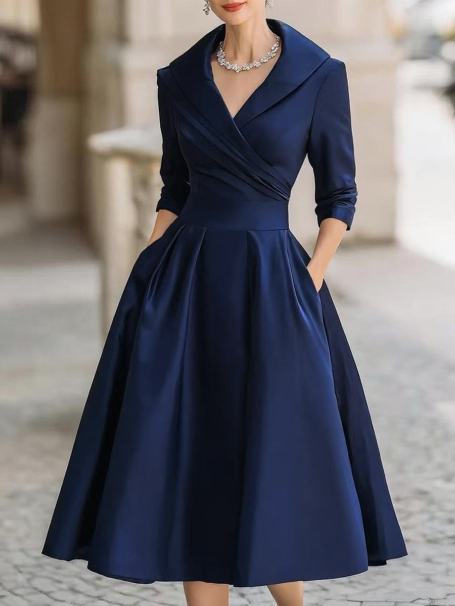 Dames Satijnen Midi Jurk Elegant