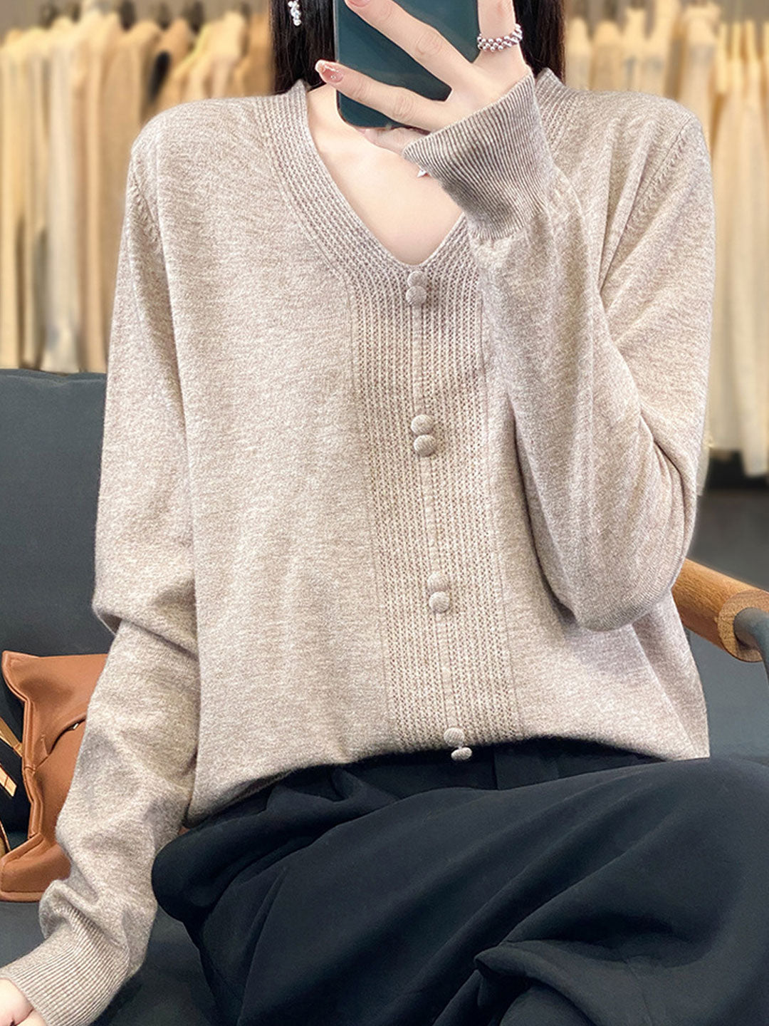 Wrenda-Lynn Trui | Casual V-hals Gebreide Trui
