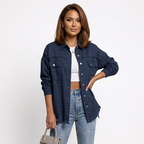 Women's Oversized Button-Up Denim Blouse